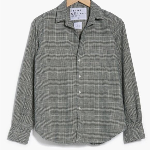 Frank & Eileen Relaxed Button-Up Shirt Green Herringbone Plaid Size XS $238 - Picture 1 of 11